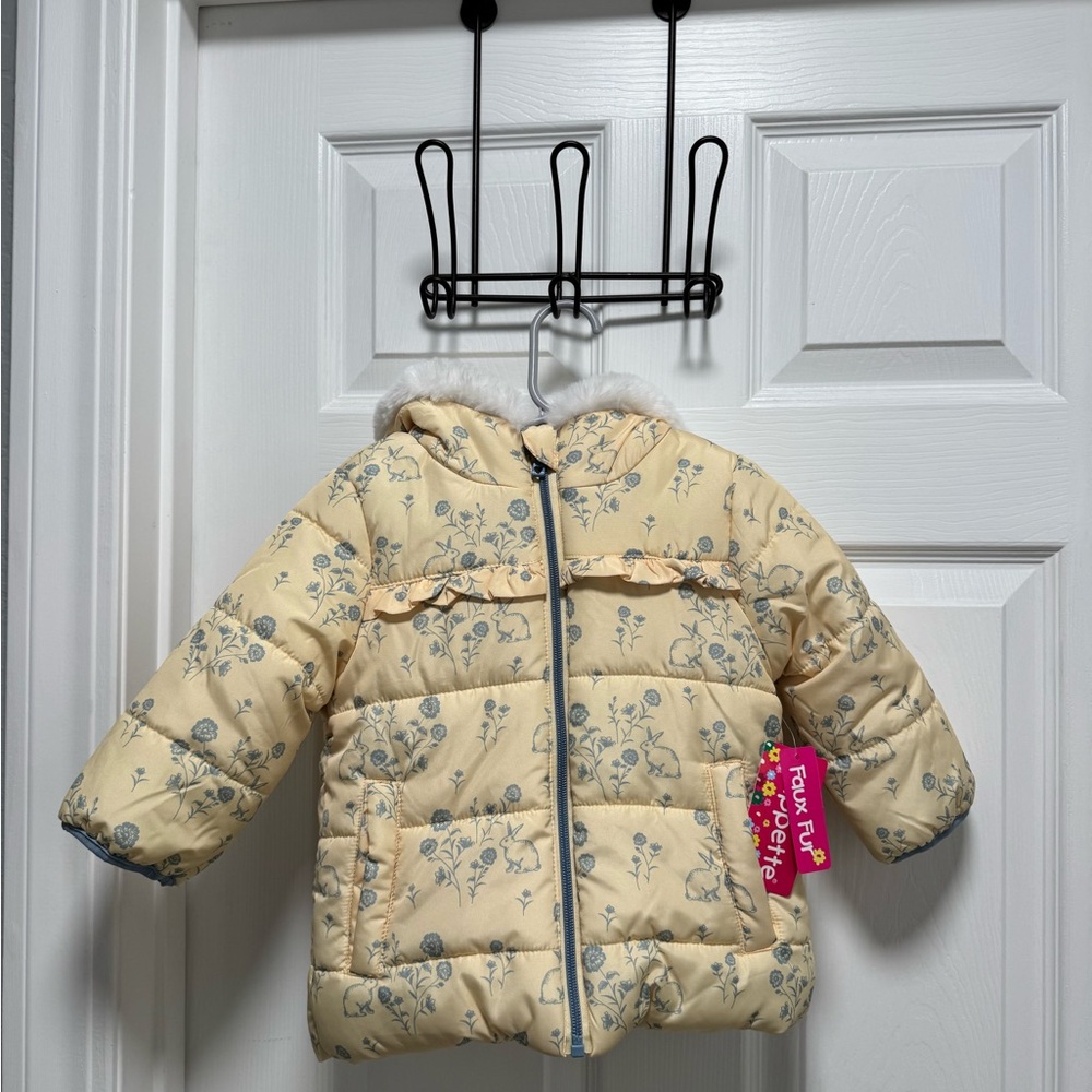 Toddler Floral Puffer Jacket with Hood